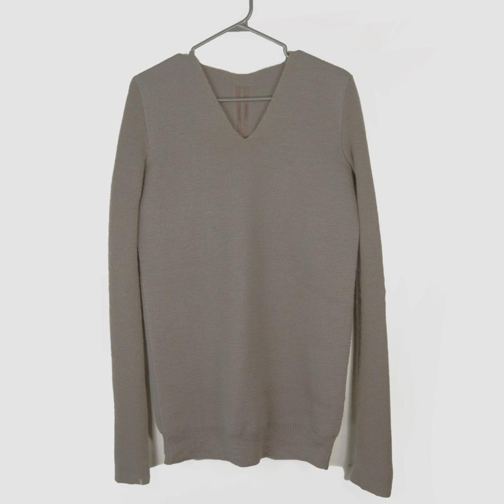Rick Owens Men's PLINTH F/W 13 V-Neck Sweater in Taupe